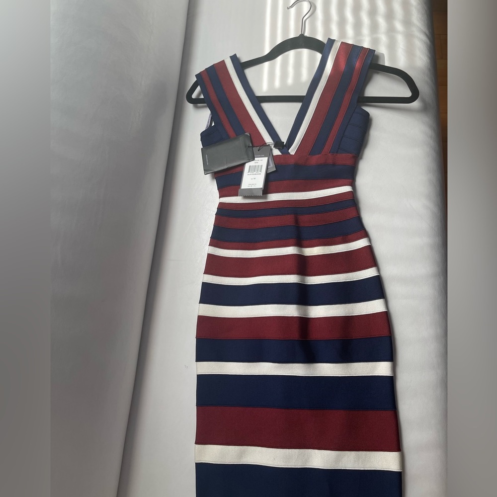 Herve Leger Jette Striped Bandage Dress